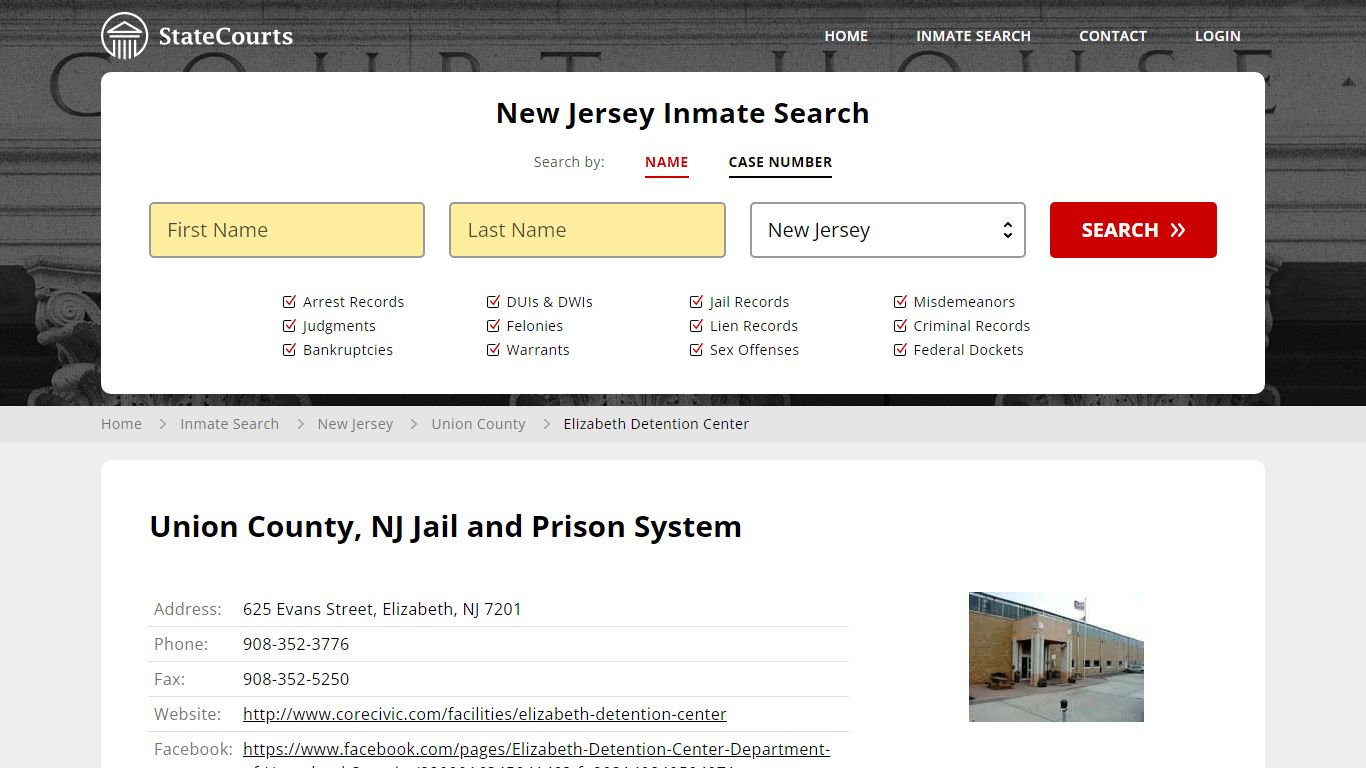 Union County, NJ Jail and Prison System - State Courts