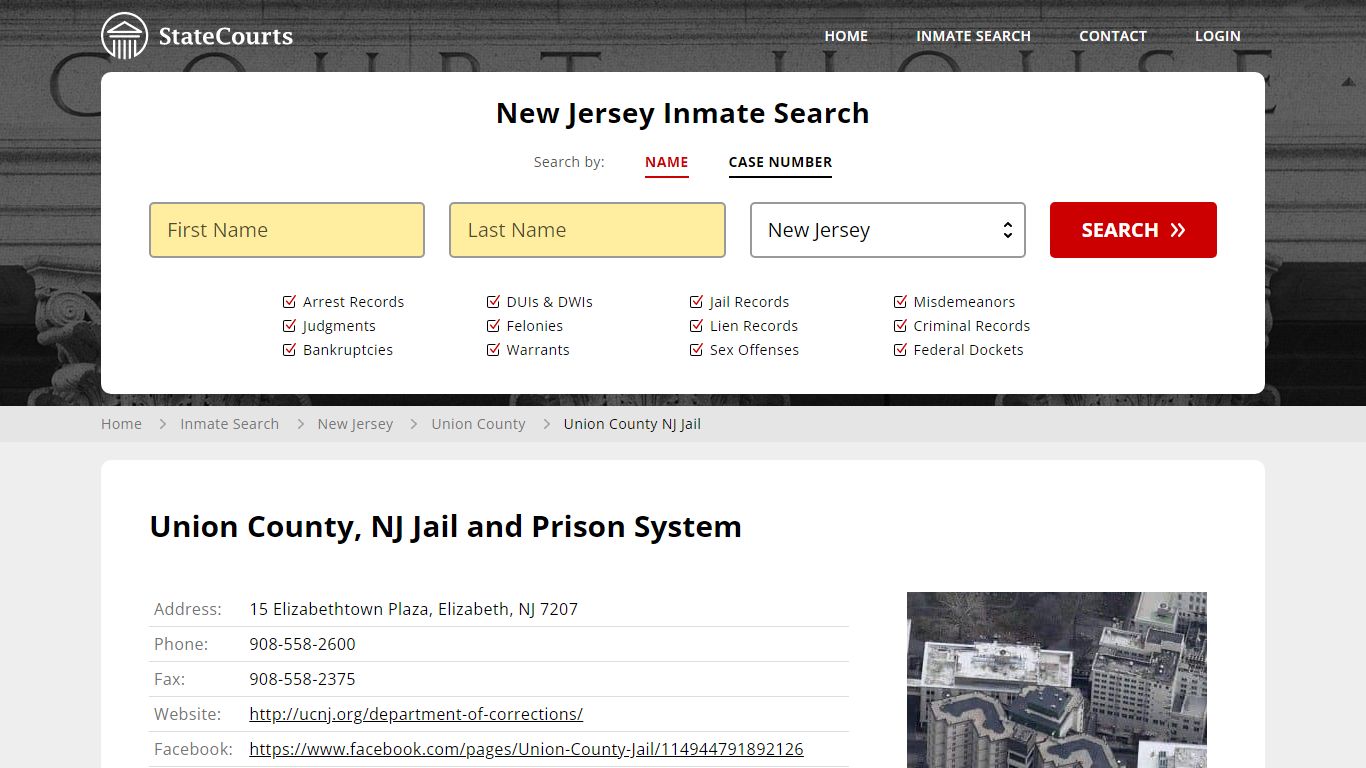 Union County NJ Jail Inmate Records Search, New Jersey - StateCourts